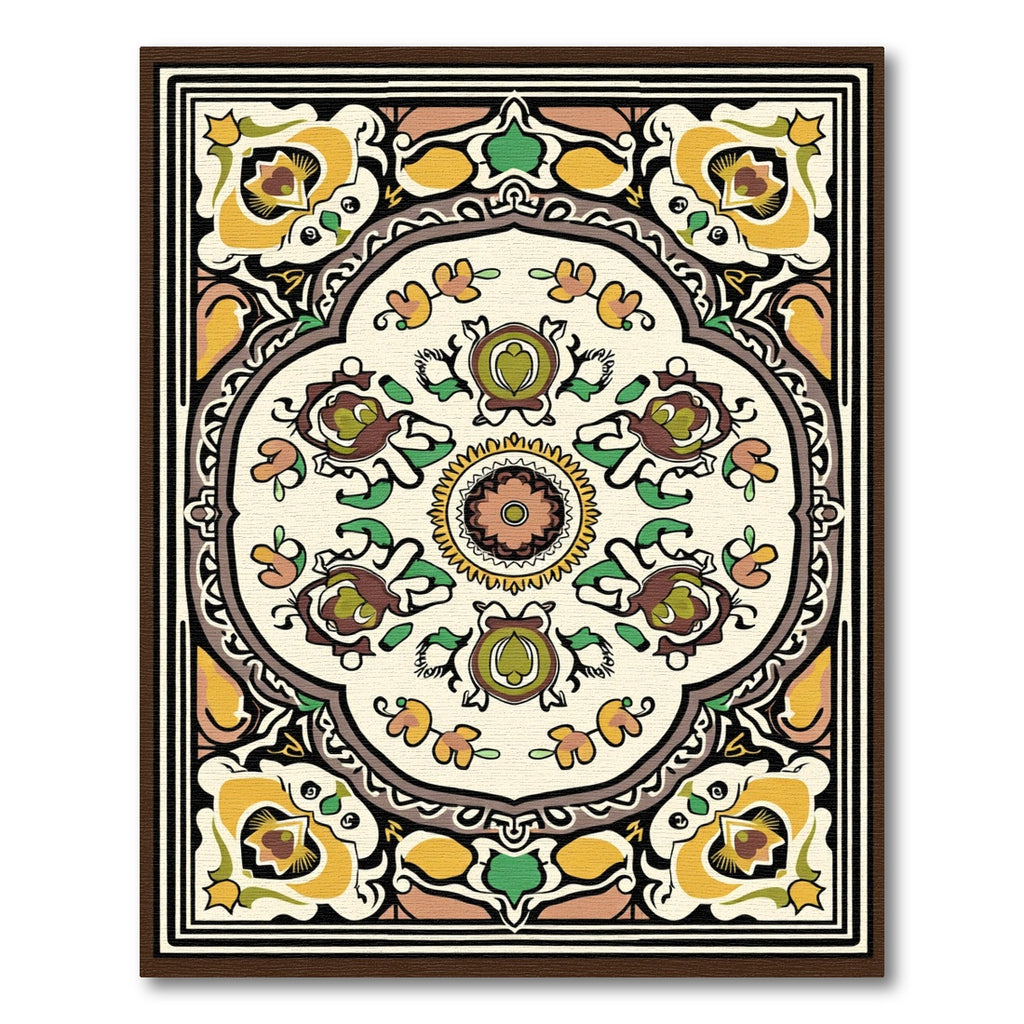 Cream Medallion Floral Art Nouveau Rug