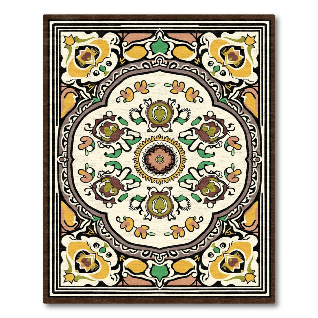 Cream Medallion Floral Art Nouveau Rug
