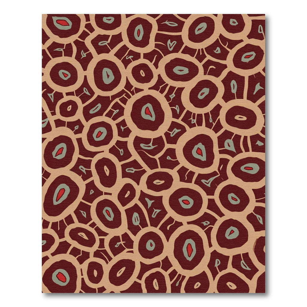Crimson Teal Abstract Organic Circles Rug