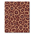 Crimson Teal Abstract Organic Circles Rug
