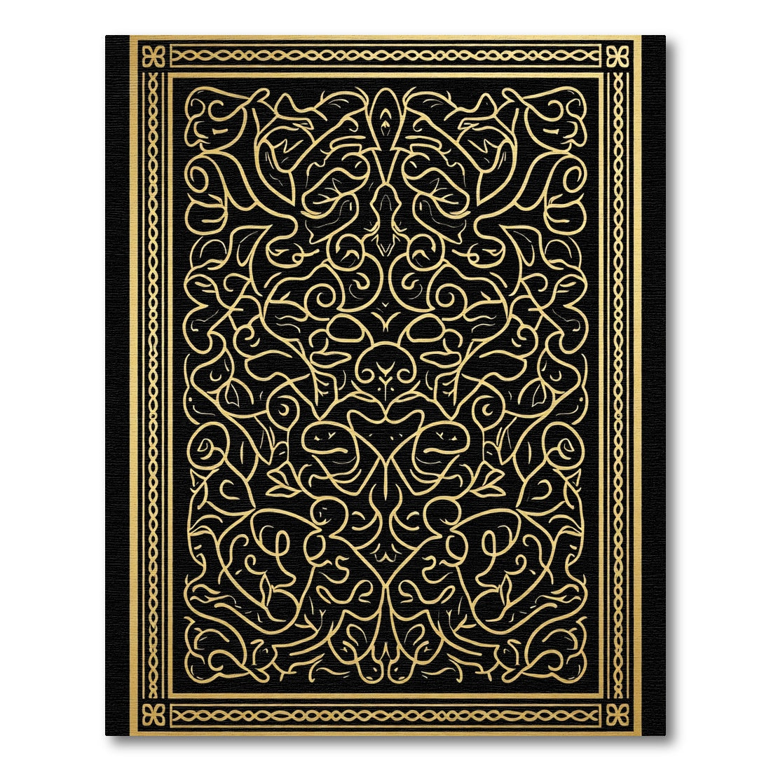 Black Gold Intricate Line Art Rug