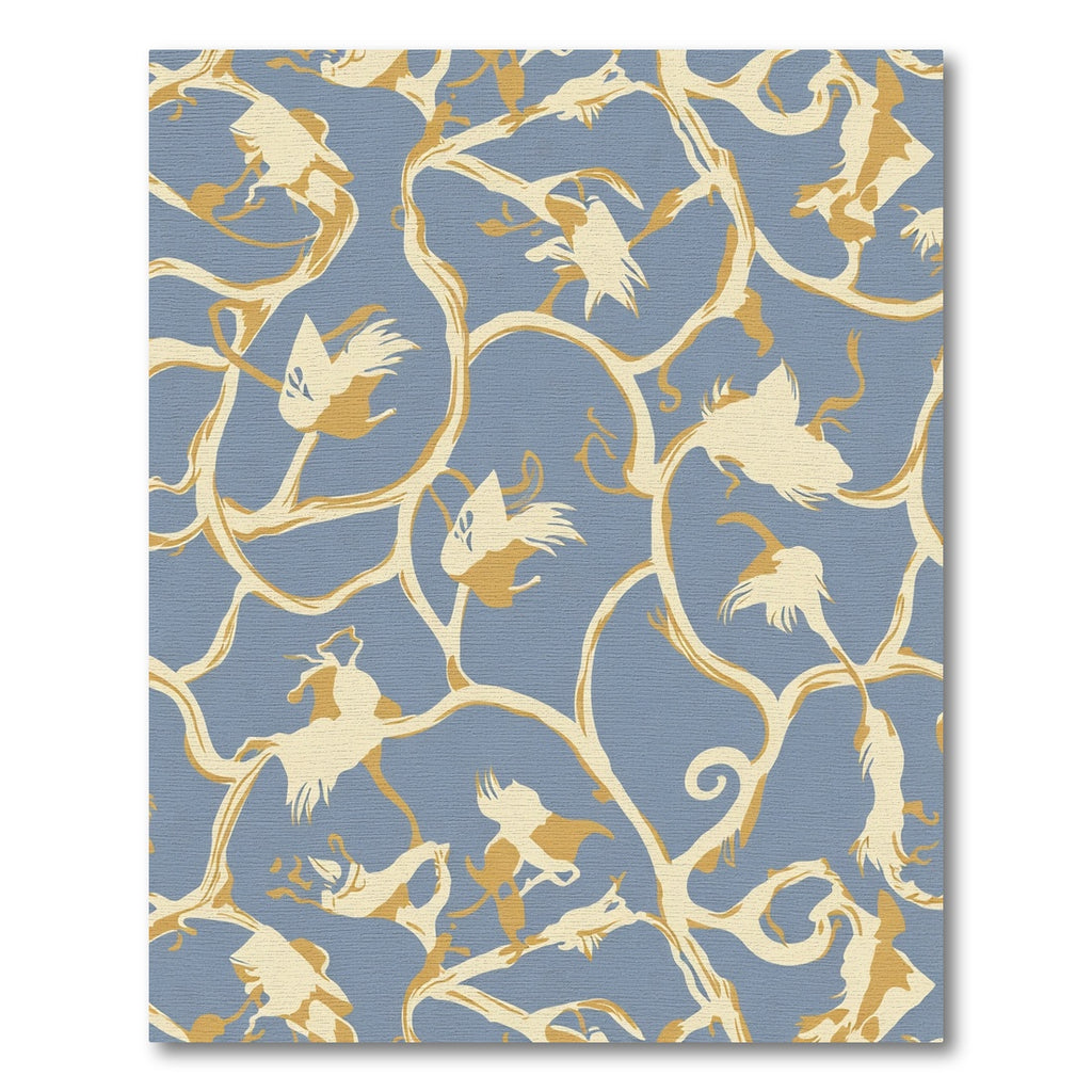 Charming Blue Floral Vine Rug