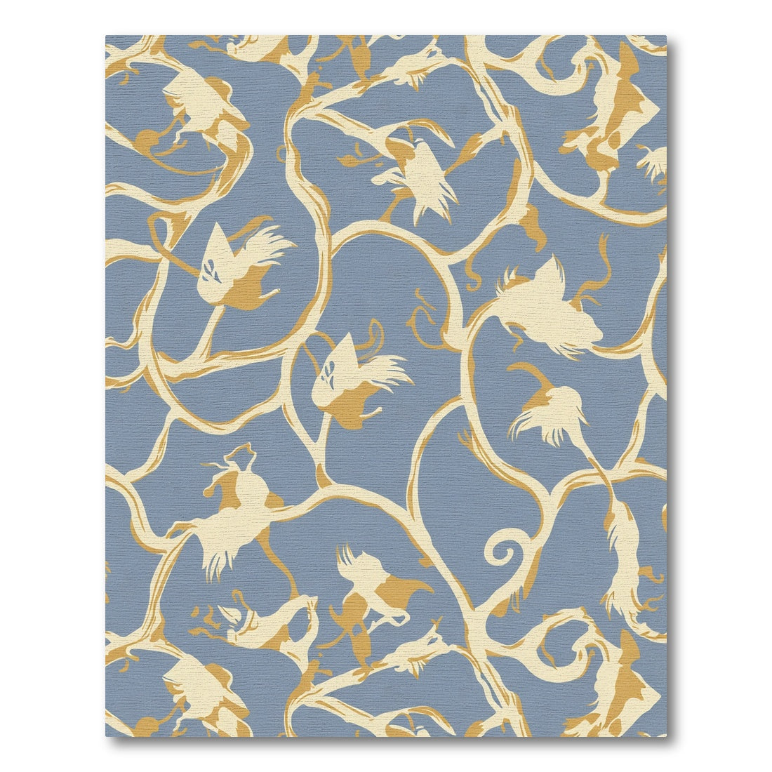 Charming Blue Floral Vine Rug