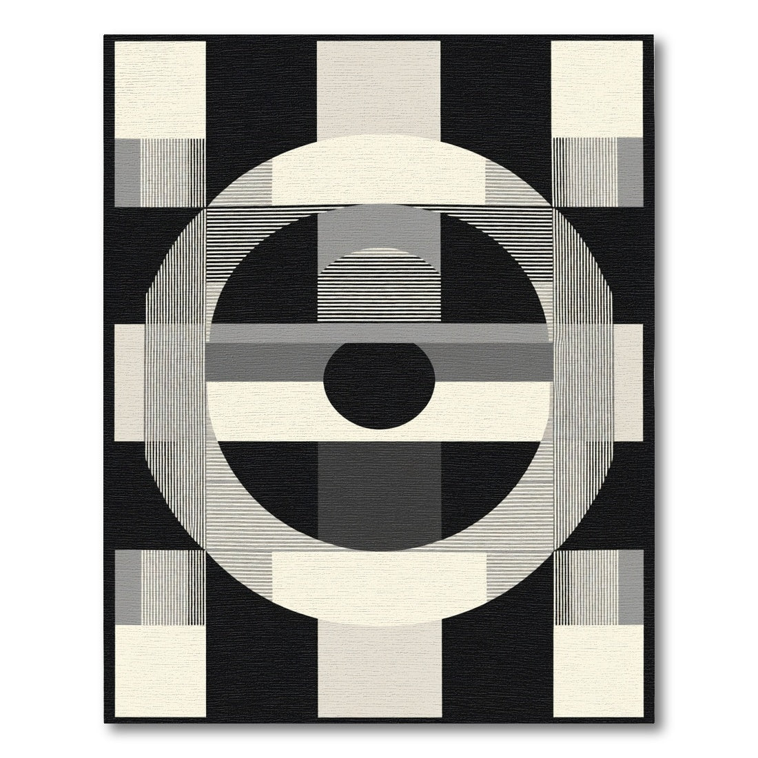 Monochromatic Geometric Abstract Circle Forms Rug
