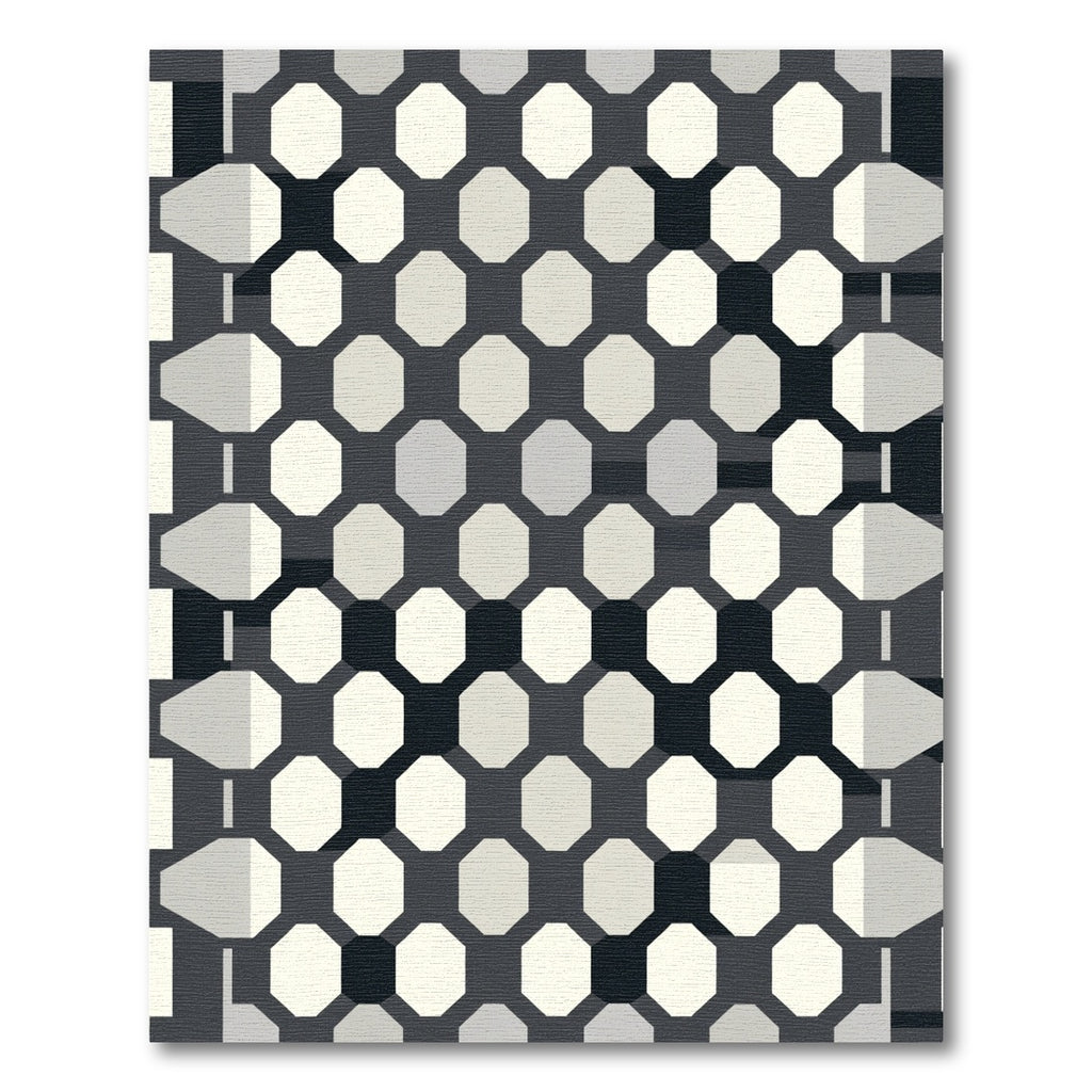 Monochromatic Geometric Octagon Arrangement Rug