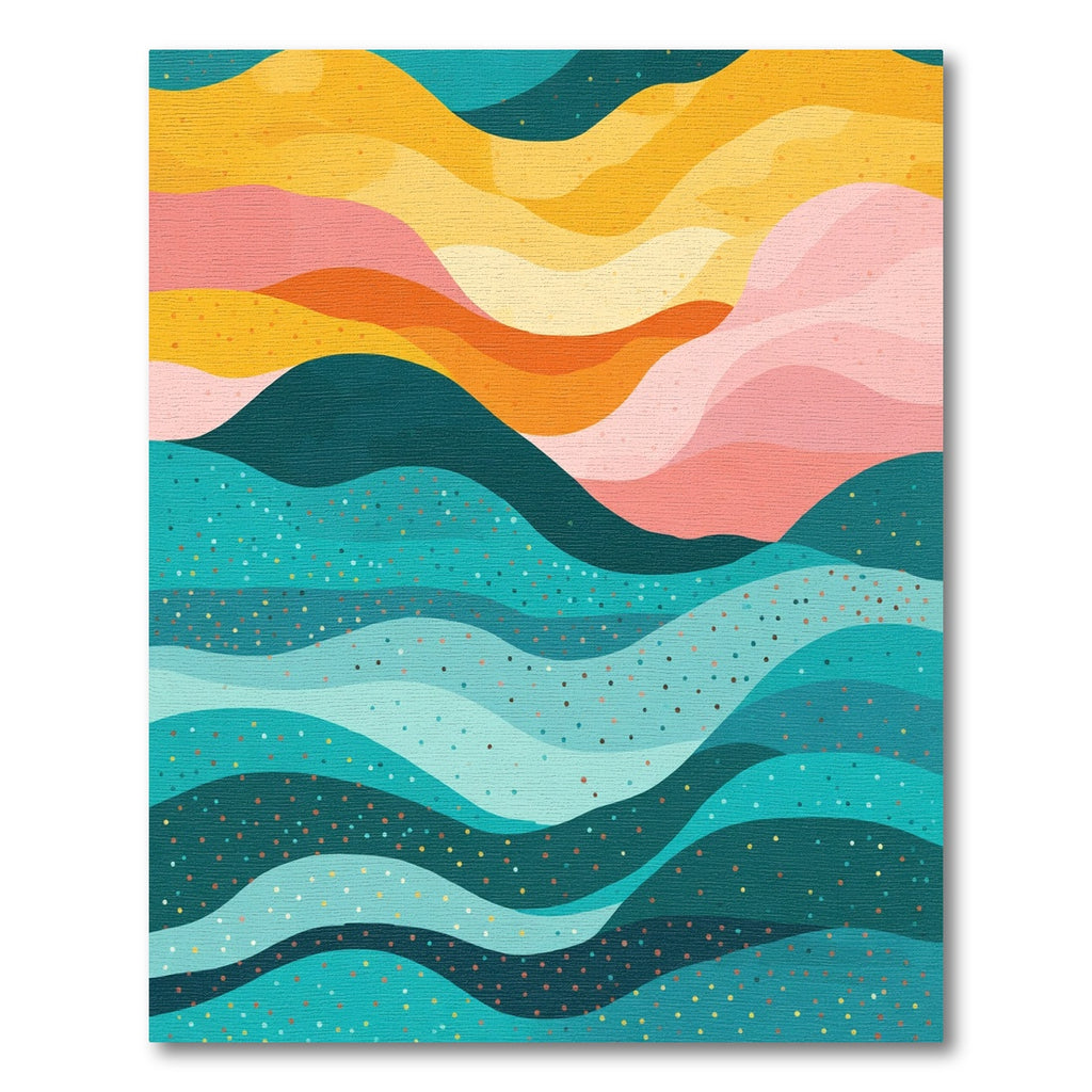 Abstract Wavy Layers Colorful Rug