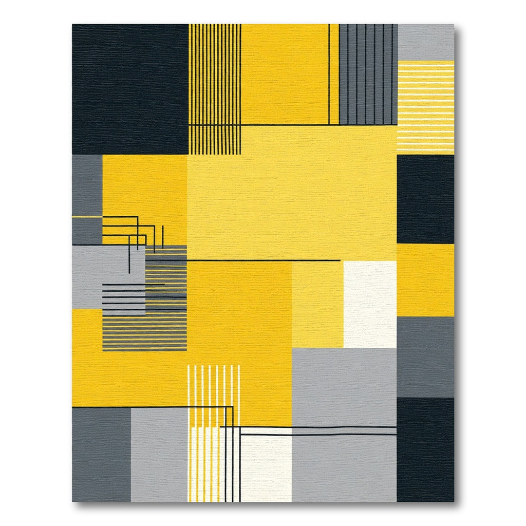 Modern Yellow Geometric Abstract Blocks Rug