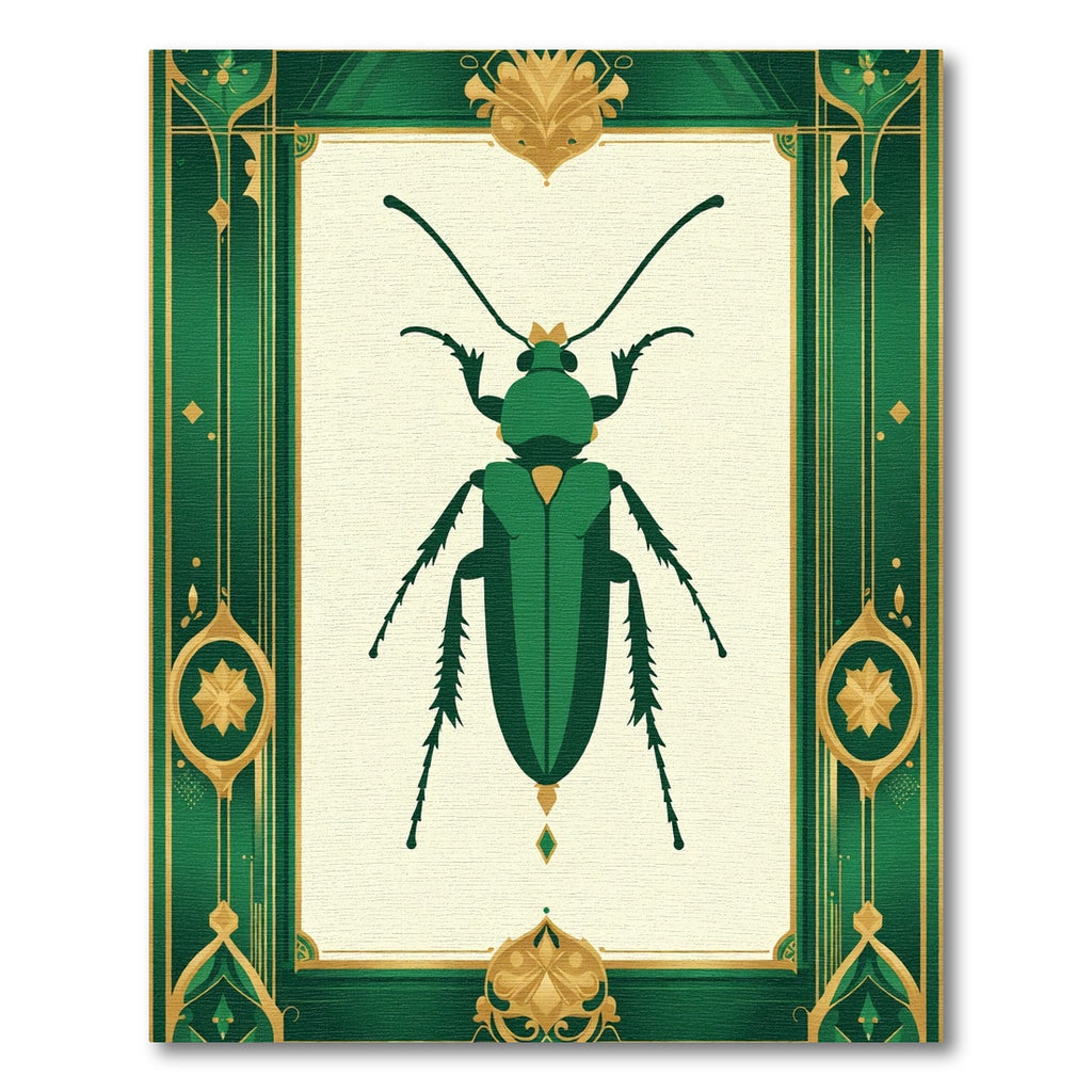 Emerald Green Beetle Art deco Rug
