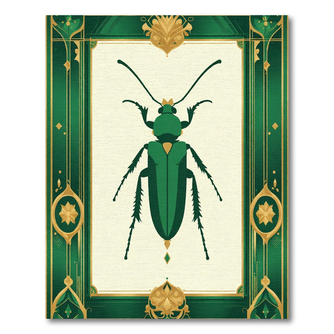 Emerald Green Beetle Art deco Rug