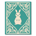 Cream Bunny Floral Medallion Teal Rug
