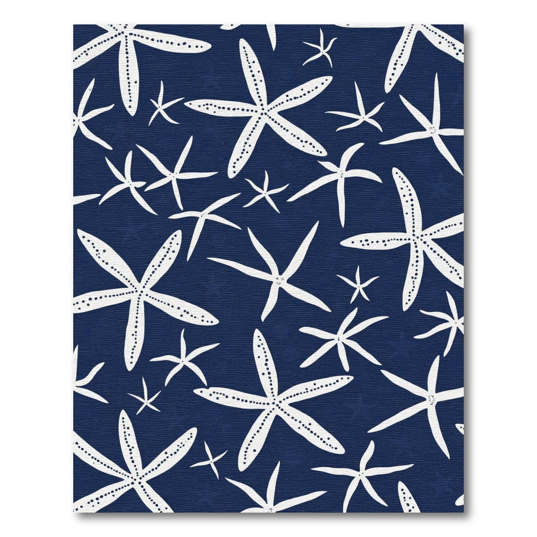 White Starfish Navy Blue Seascape Rug