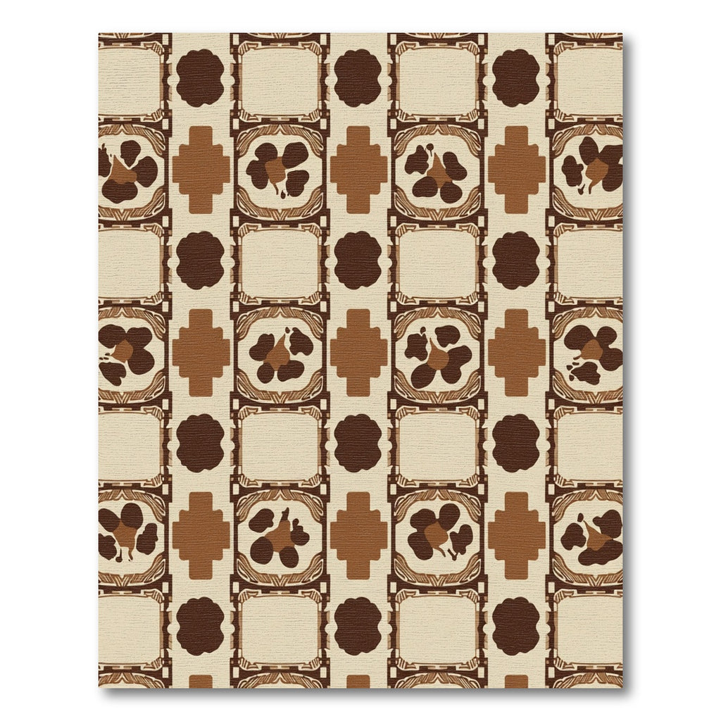 Earthy Brown Abstract Floral Medallion Rug