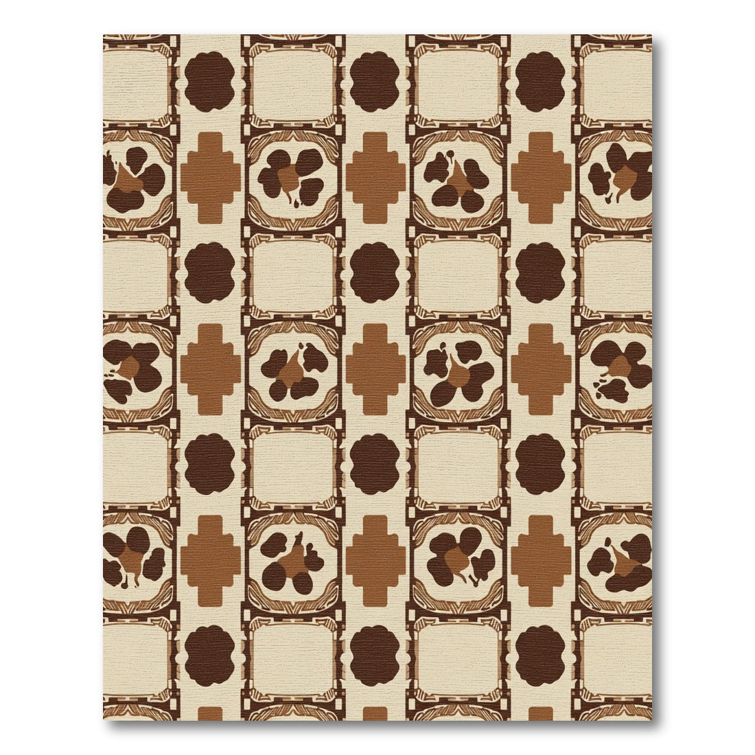 Earthy Brown Abstract Floral Medallion Rug