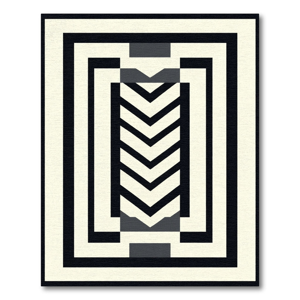 Monochromatic Chevron Rectangular Border Rug