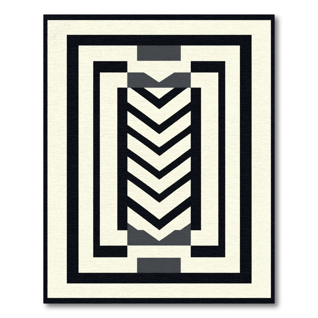 Monochromatic Chevron Rectangular Border Rug