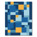 Abstract Geometric Blue Gold Squares Rug