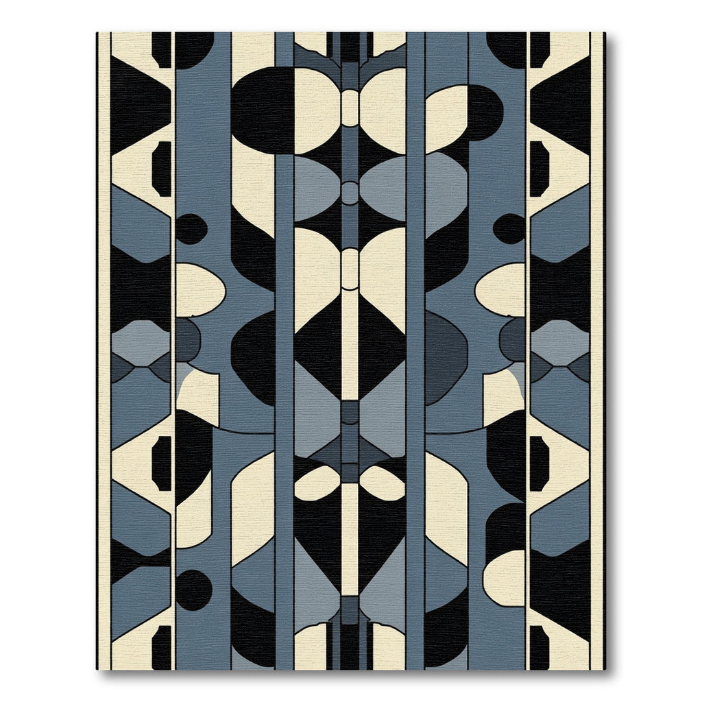 Slate Blue Geometric Abstract Shapes Rug