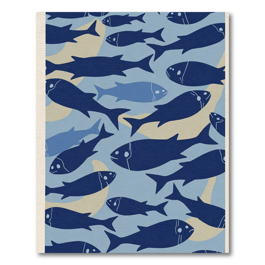 Deep Blue School Fish Arrangement Rug