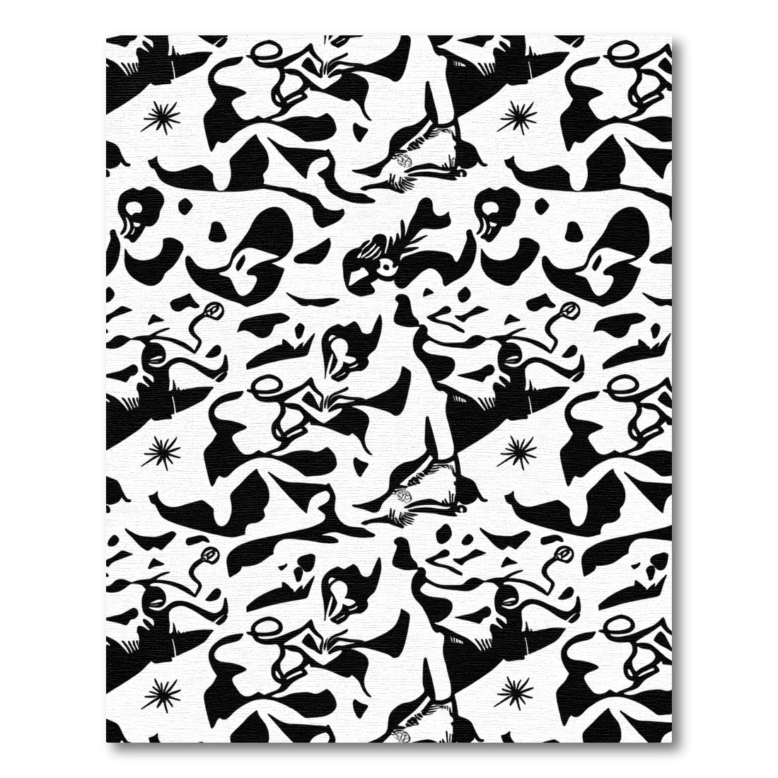 Black White Abstract Figures Rug