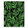 Vibrant Green Leafy Branches Black Rug