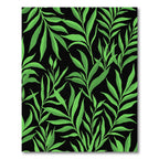 Vibrant Green Leafy Branches Black Rug