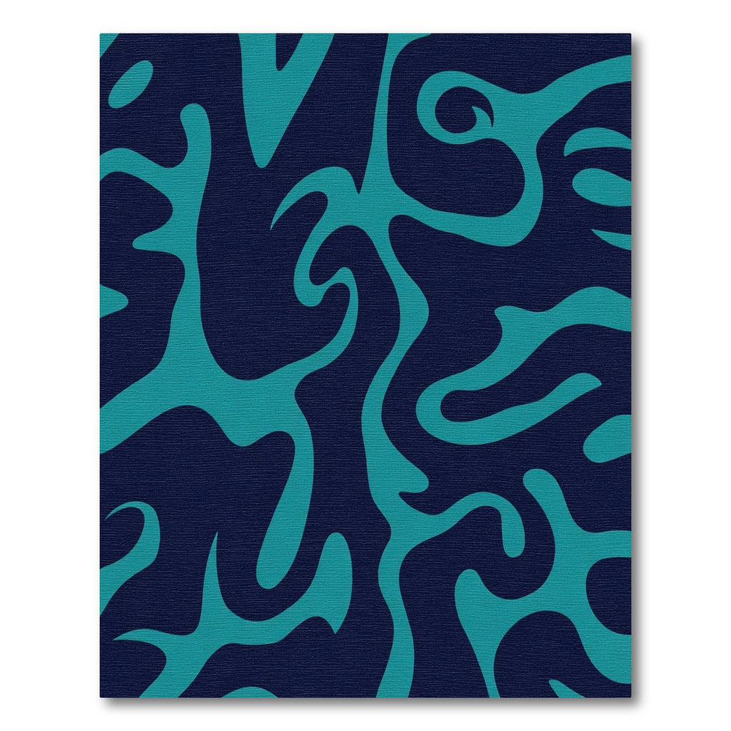 Deep Teal Abstract Organic Flow Rug