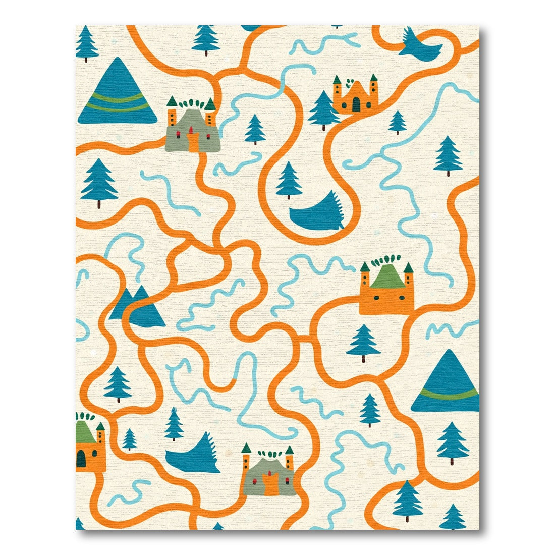 Whimsical Orange Trail Castle Forest Rug