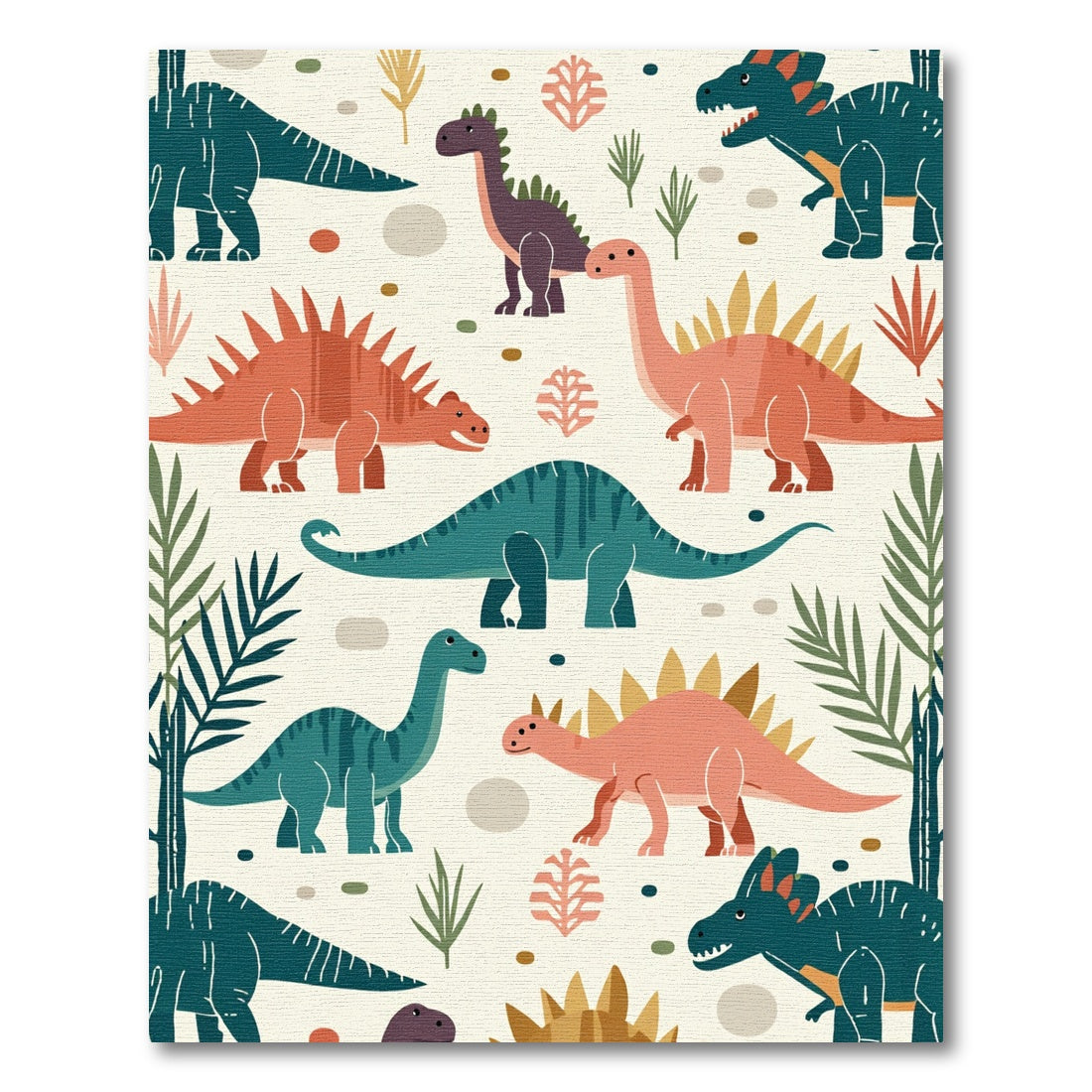Playful Dinosaur Pals Cream Garden Rug