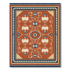Crimson Cream Indigo Medallion Arabesque Rug