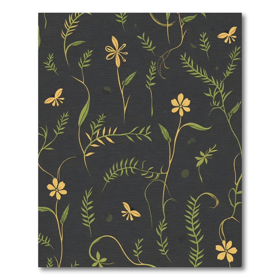 Golden Floral Garden Whimsical Rug