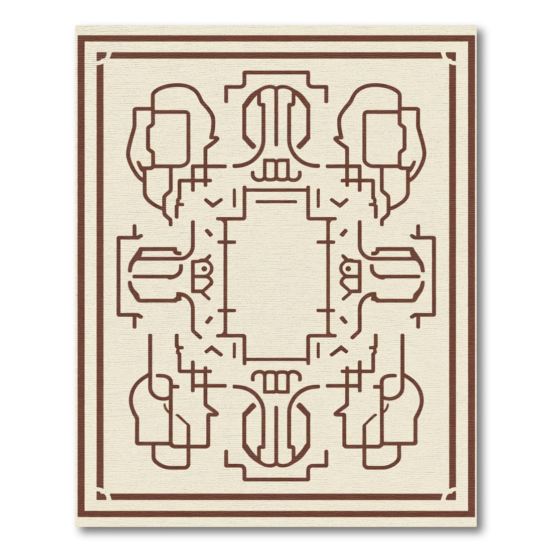 Brown Geometric Abstract Line Rug
