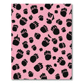 Pink Black Paw Print Scattered Collage Rug