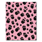 Pink Black Paw Print Scattered Collage Rug