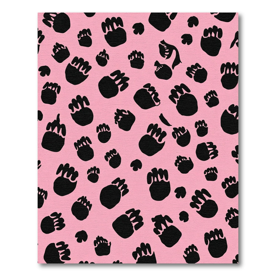 Pink Black Paw Print Scattered Collage Rug