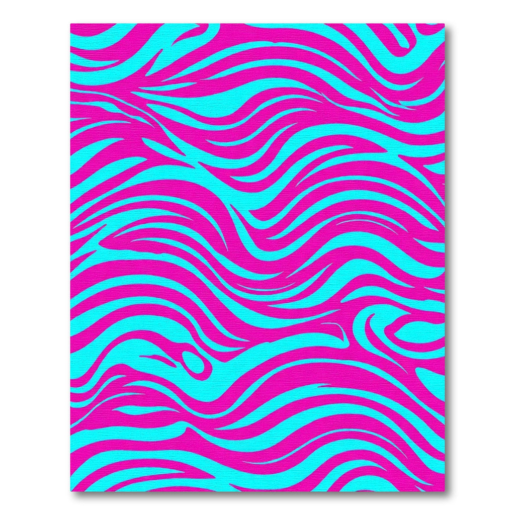 Vibrant Pink Blue Wavy Stripes Rug