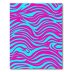 Vibrant Pink Blue Wavy Stripes Rug