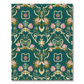Teal Floral Scrollwork With Pink Accents Rug