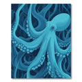 Aquatic Octopus Deep Blue Waves Rug