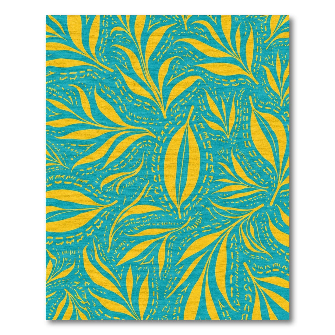Turquoise Yellow Abstract Leaf Branches Rug