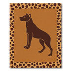 Brown Canine Silhouette Leopard Border Rug