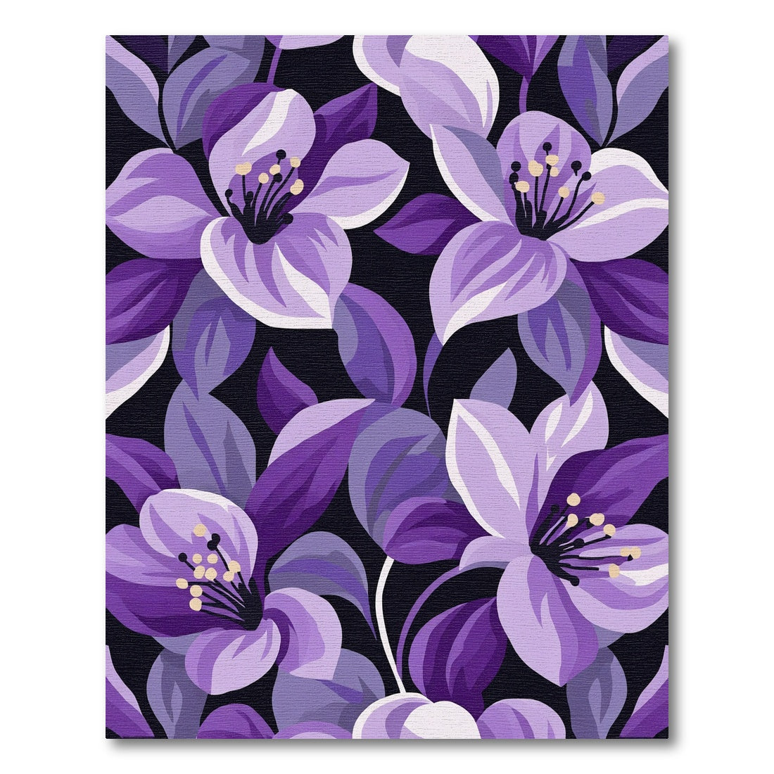 Deep Purple Floral Blossom Field Rug