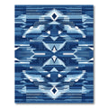 Abstract Blue Geometric Diamond Landscape Rug
