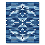 Abstract Blue Geometric Diamond Landscape Rug