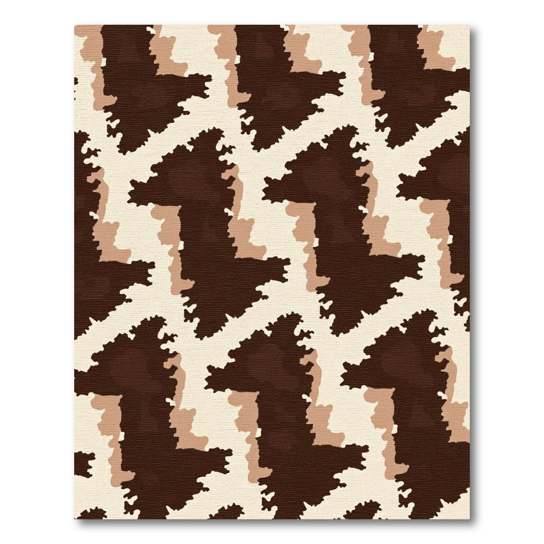 Brown Abstract Camouflage Block Rug
