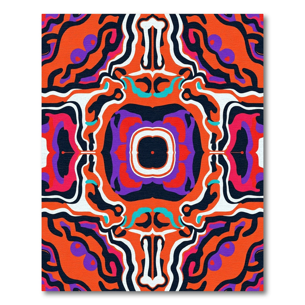 Vibrant Orange Purple Abstract Swirl Rug