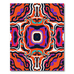 Vibrant Orange Purple Abstract Swirl Rug