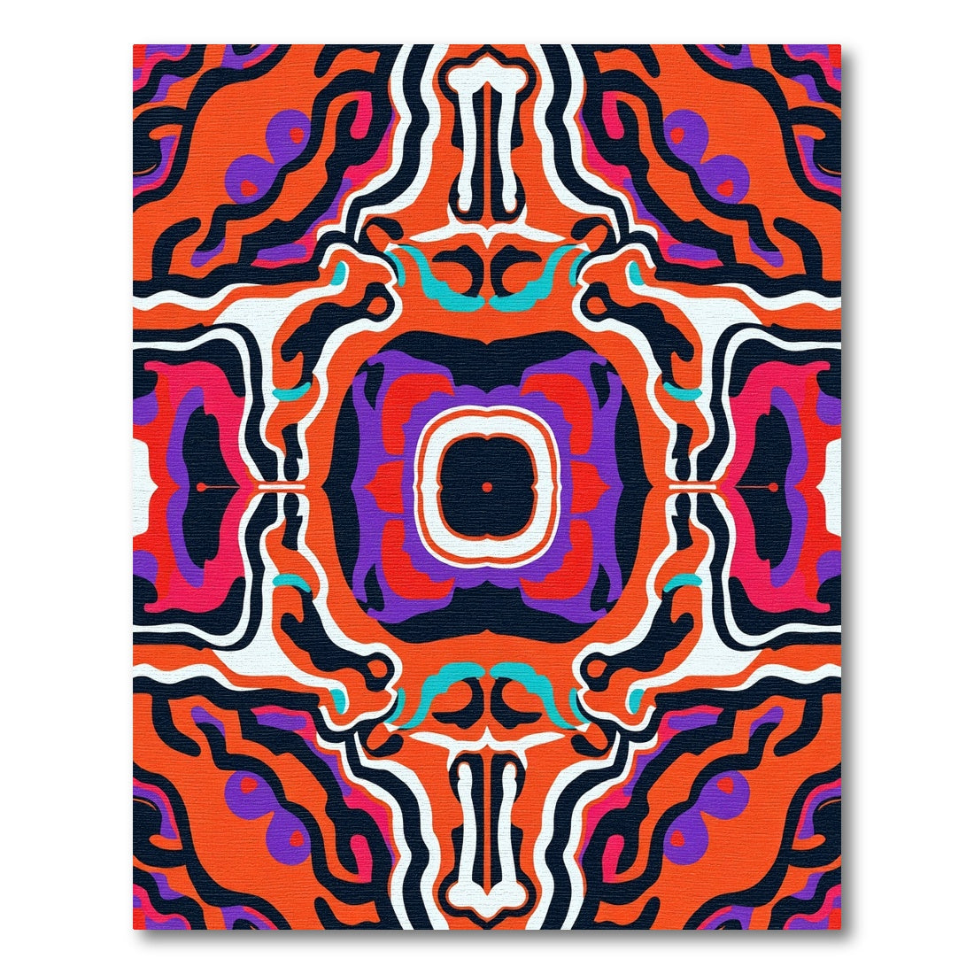 Vibrant Orange Purple Abstract Swirl Rug