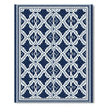 Deep Blue Diamond Lattice Inlay Rug