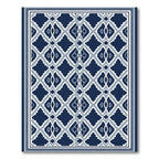 Deep Blue Diamond Lattice Inlay Rug