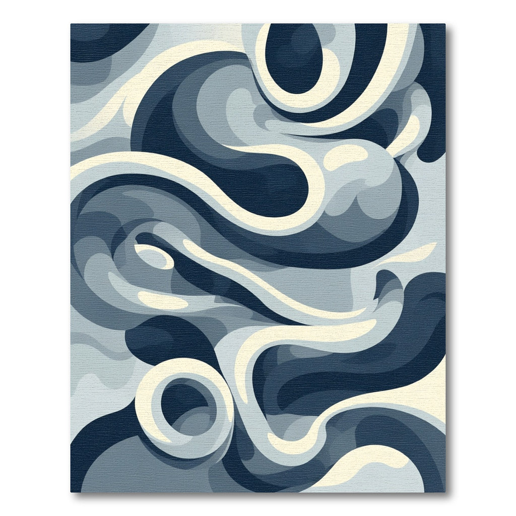 Cool Blue Swirling Abstract Rug